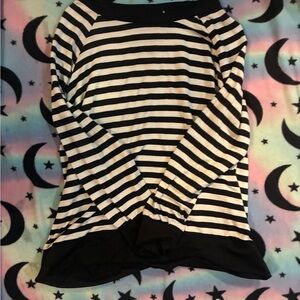 Black and White Striped Women's Top